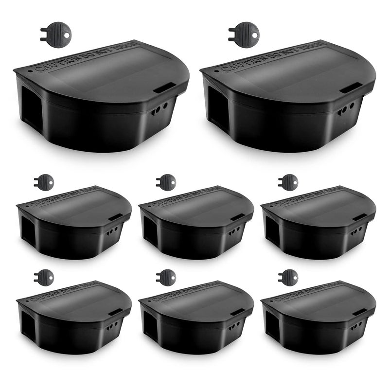 Ven-Trap Mouse Bait Station 8-Pack â€“ Tamper-Resistant Rodent Control Boxes with Security Key, Child & Pet Safe, Indoor/Outdoor Reusable Mouse Trap for Home, Garage, Basement, Pest Deterrent - Image 1